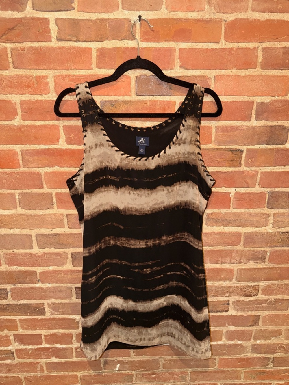Black and Cream Striped Stud-Trim mini dress